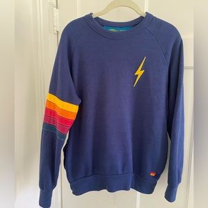 Aviator Nation blue bolt stitch sweatshirt XS unisex